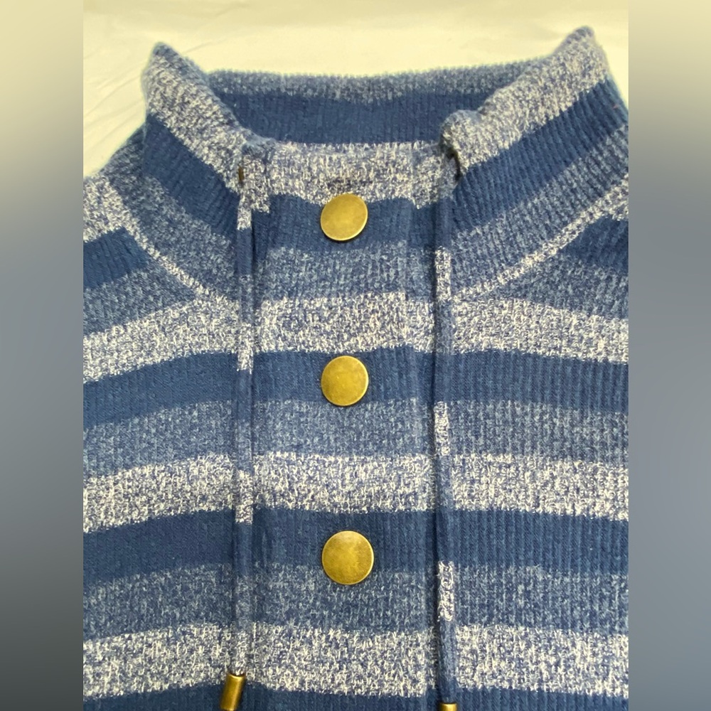 * Ruby Rd. Mens size large button 1/3 front layering pull over sweater striped - Picture 3 of 11
